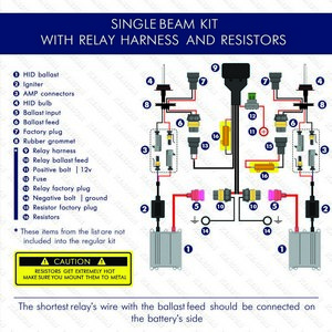 single beam with relay harnest and resistors wiring diagram
